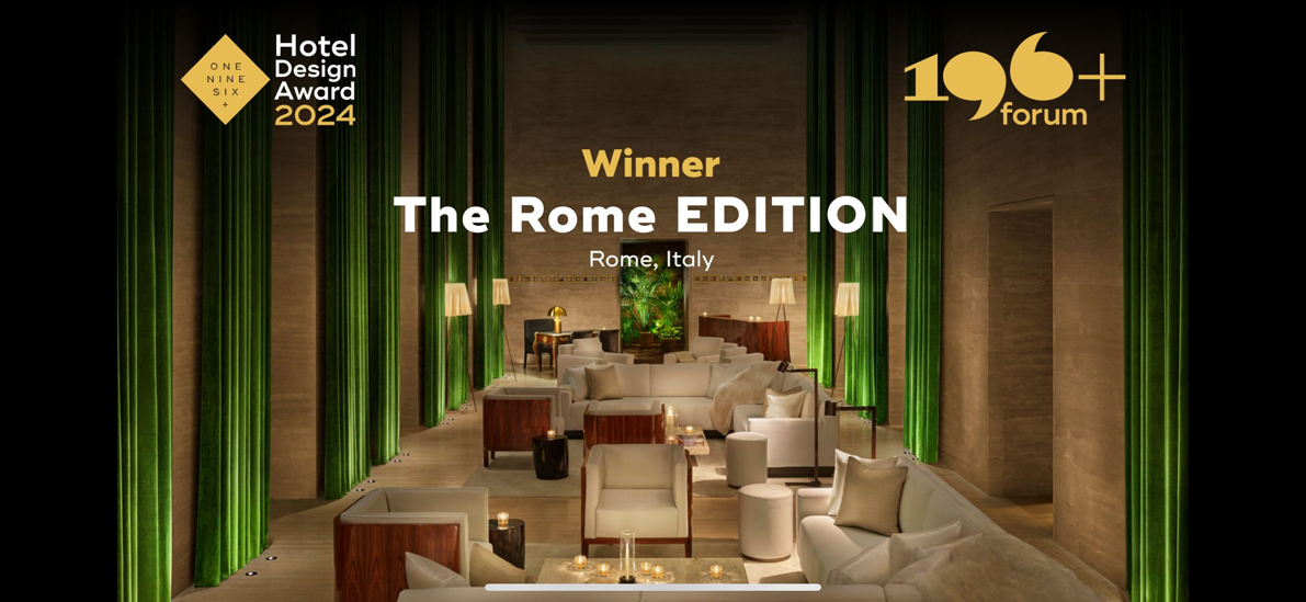 The Rome Edition is the winner of the Hotel Design Award 2024